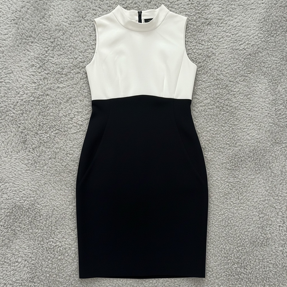 Halogen Women's Black White Knee Length Sheath Dress - Size 2
 b80